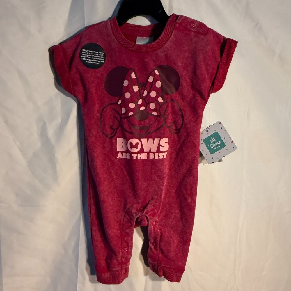 Disney Baby Minnie Mouse Pink Magenta Romper Bows are the Best 3-6 mos NWT